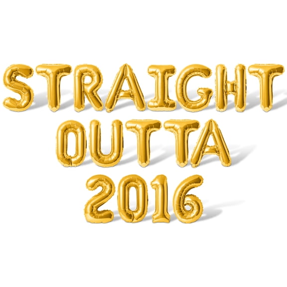 Letter Balloons - STRAIGHT OUTTA 2016 16" Inch Alphabet Letters Foil Mylar Balloon Birthday Party Banner (Gold)
