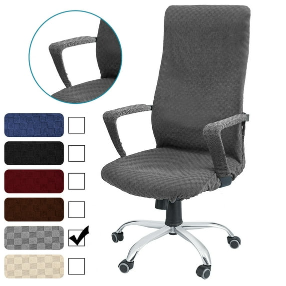 Stretch Jacquard Office Computer Chair Seat Covers + 2Piece Armrest Covers, Washable Anti-dust Desk Chair Seat Cushion Protectors Gaming Chair Covers with Durable Zipper
