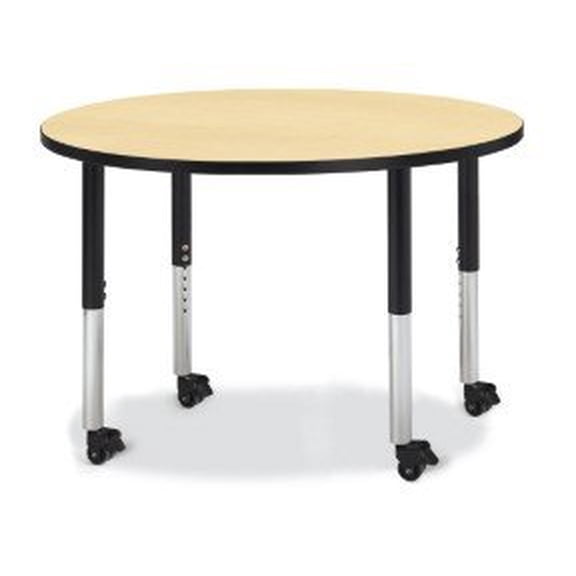Berries 6468JCM011 Round Mobile Activity Table, 42" Diameter, Maple/Black/Black