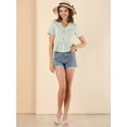 thumbnail image 3 of Allegra K Blusa A Cuadros Con Lazo Top Peplum Floral Bordado De Verano Para Mujer Cian XL, 3 of 6