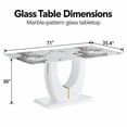 thumbnail image 3 of Sumdeal 71 in. White Glass Tabletop Marble Pattern Dining Set with 6 Dark Gray PU Chairs, 7 Piece, 3 of 8