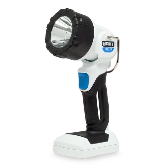 HART Rechargeable Handheld Spot Work Light with Rotating Head, Magnetic Base, White, 300 Lumens