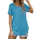 thumbnail image 1 of Camiseta con cuello redondo, holgada, transpirable, dobladillo curvo, camiseta con cuello redondo, manga corta informal para mujer, 1 of 6