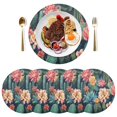 thumbnail image 5 of Ryvnso Cactus and Flower Round Plate Mats Dining Table Placemat Set of 4 for Holiday Decoration, 5 of 7