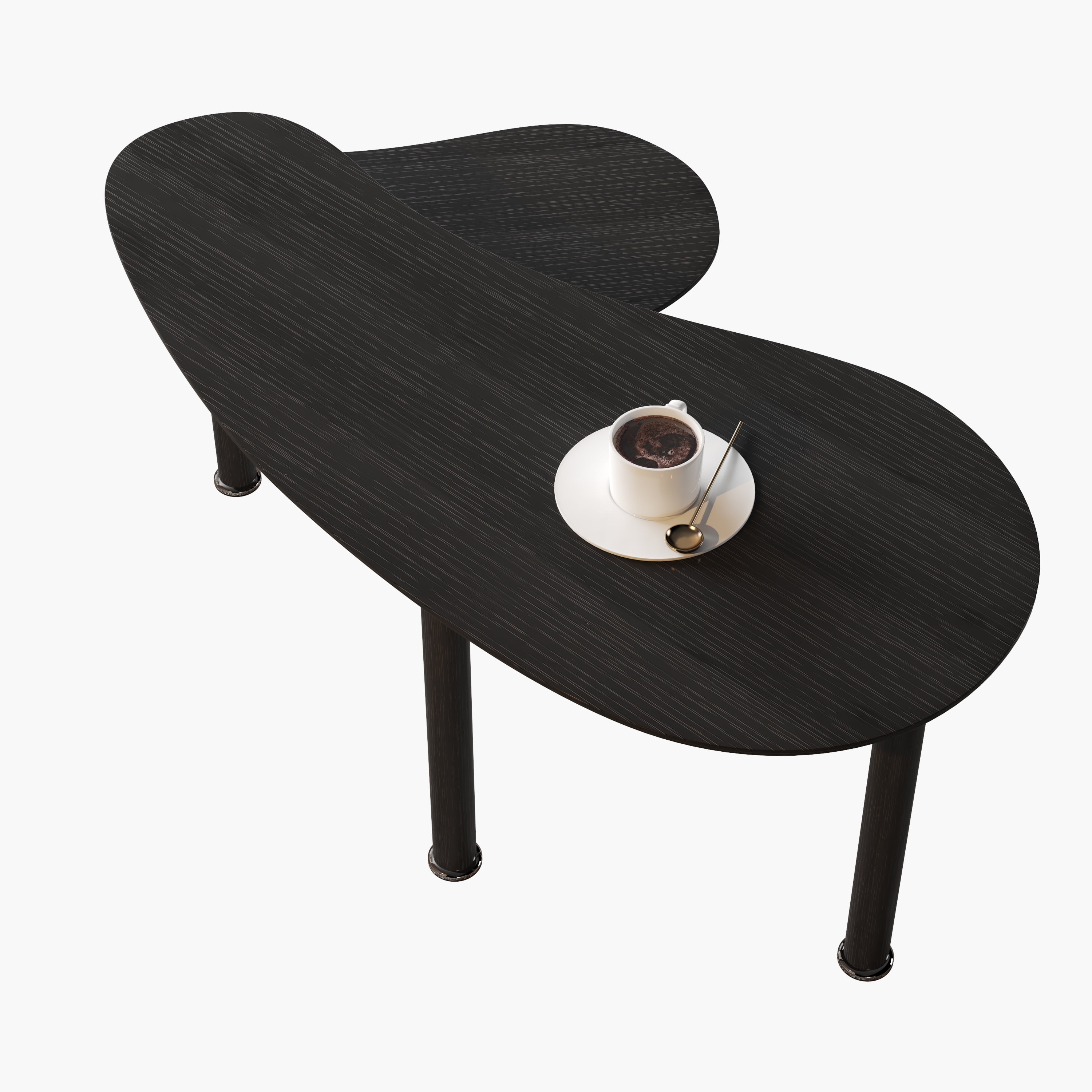 47.2 Inch 360 Degree Rotatable Coffee Table with Nesting Side Table, Modern Cocktail Table with Spacious Wood Grain Top and Solid Rubber Wood Legs, Available in Black/Walnut/Grey Brown