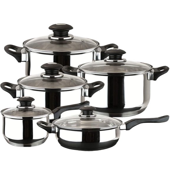 MAGEFESA Family 10-Piece Stainless Steel Cookware Set – Durable, Dishwasher-Safe, with Soft-Touch Handles for Comfort & Style