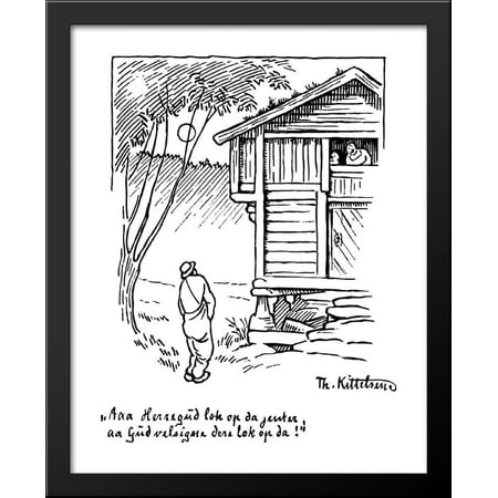 Herreguud Lok Op Da Jenter 28x34 Large Black Wood Framed Print Art by Theodor Severin Kittelsen