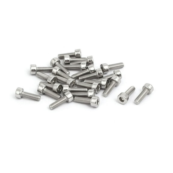 M2.5X8mm 316 Stainless Steel Fully Thread Hex Socket Cap Screw Bolt 25pcs