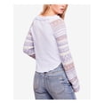 thumbnail image 3 of FREE PEOPLE Womens Light Blue Thermal Long Sleeve Jewel Neck Top S, 3 of 5