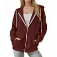 thumbnail image 3 of Viadha Basic Lightweight Full Zip Hoodie for Women Long Sleeve Cardigan Jacket Hood Fall Winter Sweatshirts with Pockets, 3 of 8