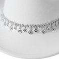 thumbnail image 3 of Slccxzc Vintage Western Cowboy Hat with Rhinestone Tassel, Wide Brim Country Concert Headwear, 3 of 7