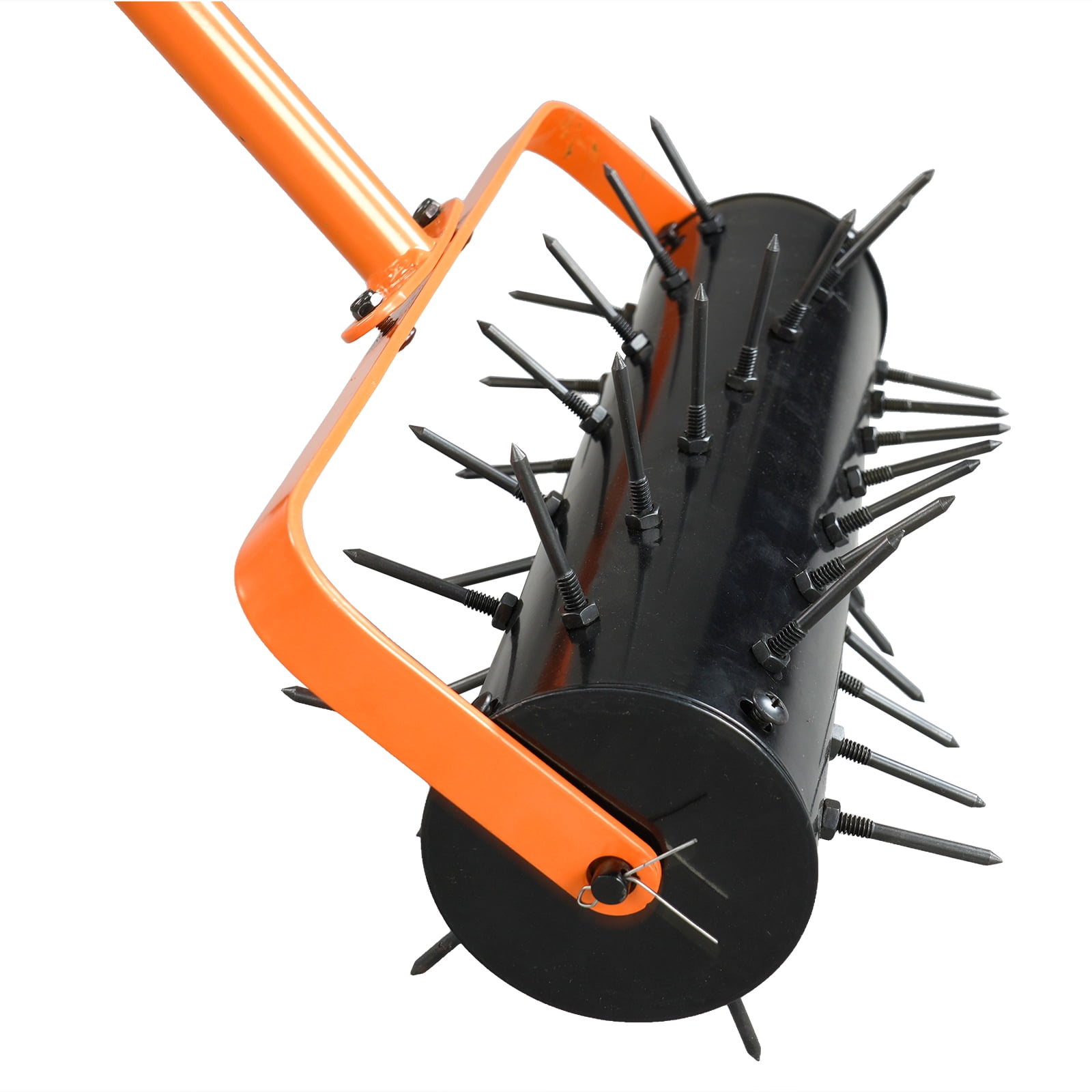 17-Inch Rolling Lawn Aerator with 2-Inch Steel Spikes, Heavy-Duty Galvanized Steel Frame, 48-Inch Ergonomic Handle, Universal for Clay/Sandy/Dense Soil, Garden Lawn Aeration Tool