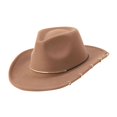 thumbnail image 3 of fenteer Cowboy Hat Cap Summer Big Brim Sunhat Women Men Props Versatile Cowgirl Hat Jazz Hat for Outdoor Carnival Party Winter Autumn Camel Color, 3 of 8