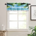 thumbnail image 3 of nqOlkjepod Beach Ocean Waves Farmhouse Short Window Curtain Valances, Summer Tropical Palm Tree Leaves Rod Pocket Kitchen Valances for Living Room Bedroom Bathroom Cafe, 1 Panel - 42" x 18", 3 of 8