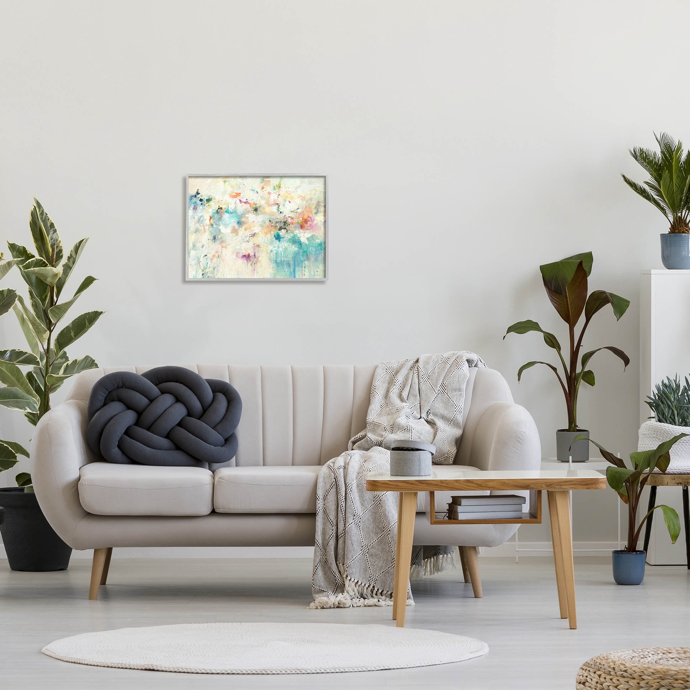 Stupell Industries Contemporary Abstract Composition Painting Gray Framed Art Print Wall Art, Design by Lisa Ridgers