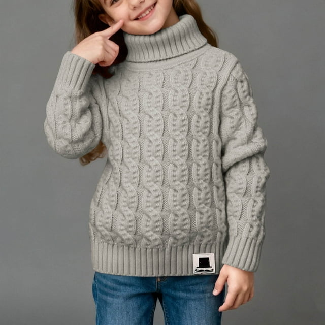 Cowsor Chandails Tricotés pour Tout-Petits Bébés Garçons Filles Col Roulé Torsadé Col Montant Automne Hiver Doux Chaud Chandail Chandail Hauts