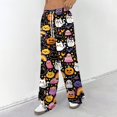 thumbnail image 3 of Hearthz Womens Flannel Pajama Pants Boo Ghost Pumpkin Graphic Plush Pajama Pants Women Drawstring Elastic Waist Wide Leg Womens Pajama Pants, 3 of 5