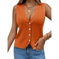 thumbnail image 2 of Sleeveless Sweater Women's Fashion Casual Loose Spring Summer Waistcoat V Neck Button Knit Vest, 2 of 6