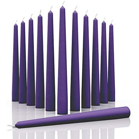 CANDWAX 8 inch Taper Candles Set of 12 - Dinner Candles Dripless - Tall Candles Long Burning Perfect for Dinner, Party or Wedding Candles Decor - Purple Candles
