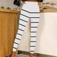 thumbnail image 2 of Leggings for Women Striped Printed High Waist Hip Lifting Yoga Full Length Pants Workout Running Leggings (XL, White), 2 of 4