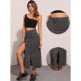 thumbnail image 2 of DARING DIVA Women Denim Zipper Front Split Long Jean Skirt with Pockets M Black, 2 of 5