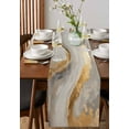 thumbnail image 4 of Marble Gold Table Runner-Cotton Linen- 90 Inch Holiday Dresser Scarves, Gradient Grey Abstract Modern Sky Desert Tablerunner for Kitchen Coffee/Dining Bedroom Living Room Dinner Scarf Décor 13x90, 4 of 9