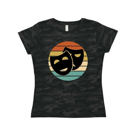 Inktastic Theater Masks Acting Gift Retro Sunset Women's T-Shirt