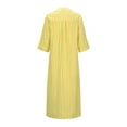 thumbnail image 4 of Sakmal Spring Dresses V Neck Long Sleeve Shirt Dress Long Striped Yellow Dresses ,Sizes S-2XL, 4 of 6