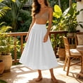 thumbnail image 6 of Skirts for Women Elegant Solid Color Casual Skirt with Elastic Waist for Everyday Wear and Travel Versatile Women's Skirt for Summer Style White S, 6 of 7