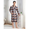 thumbnail image 1 of Men's Plaid Pattern Bathrobe With Pockets, 1 of 5