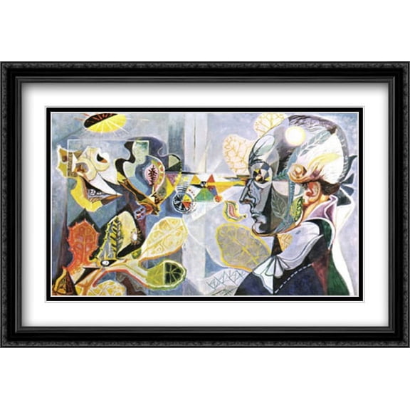 Goethe or the metamorphosis of plants 2x Matted 40x28 Large Black Ornate Framed Art Print by Masson, Andre
