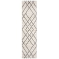 thumbnail image 2 of SAFAVIEH Berber Kyle Geometric Shag Runner Rug, Cream/Gray, 2' x 14', 2 of 8
