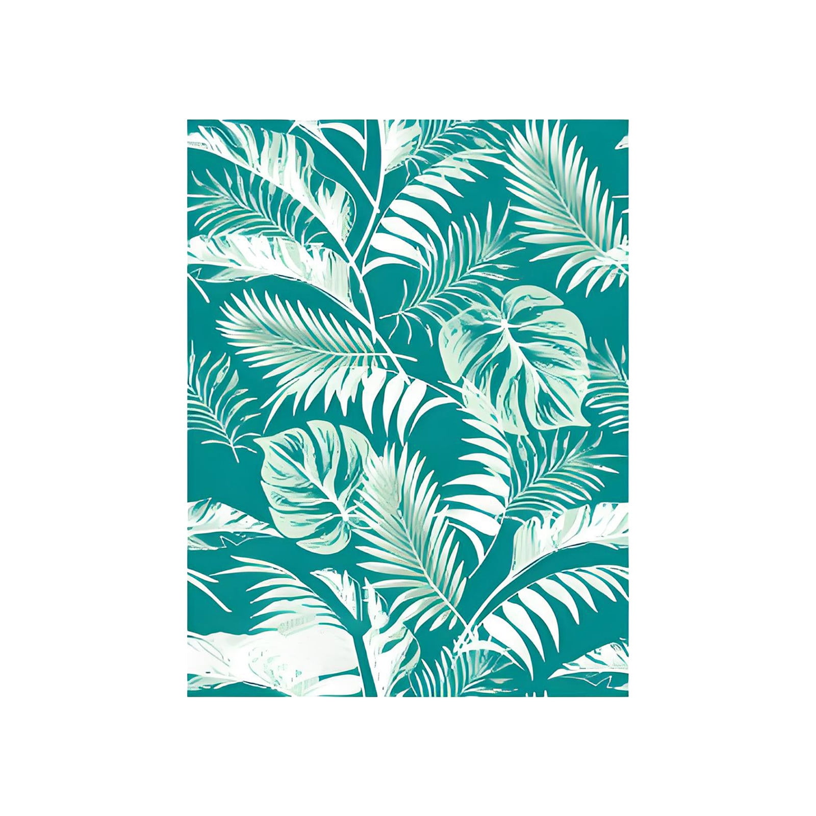 Summercome Outdoor Patio Rug 4x5 Waterproof Porch Deck Rug Stain Proof Non Fade Washable Outside Rug Carpet, Large Indoor Outdoor Area Rug for Living Room Bedroom Home Office, Green Tropical Plants