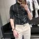 thumbnail image 3 of Camisa de hombre de negocios musculosa de manga larga para hombre, camisas de rayas para uso social, ropa popular coreana original, diseñador de verano, talla XXL normal, 3 of 5