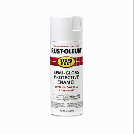 White, Rust-Oleum Stops Rust Semi-Gloss Protective Enamel Spray Paint-7797830, 12 oz