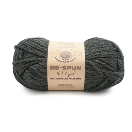 UPC: 0842093130451 | Lion Brand Yarn Re-Spun Thick & Quick Raven Super Bulky Recycled Polyester Black Yarn 1 Pack