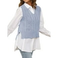 thumbnail image 4 of Langwyqu Spring Fall V-Neck Women Sleeveless Knit Vest Ribbed Sweater Pullover, 4 of 5