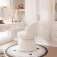 thumbnail image 2 of YOUNIKE Upholstered Armless Accent Chair, Swivel Vanity Stool With Wingback, Boucle Fabric Make-up Chair, Beige, 2 of 16