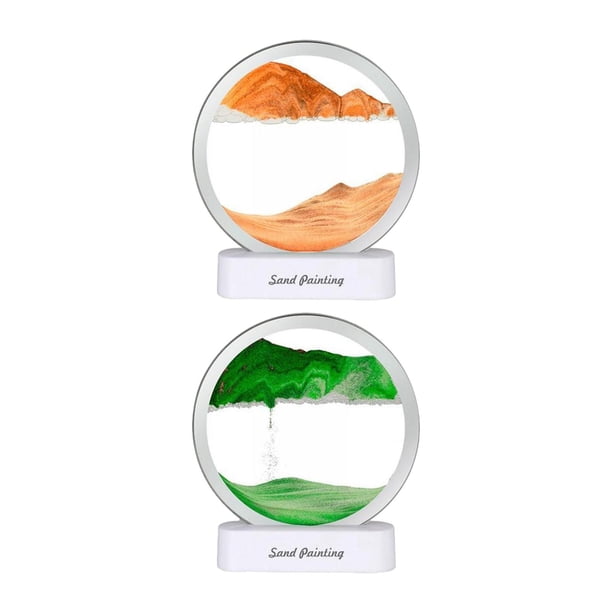 2 luces nocturnas con imagen artística y pantalla dinámica 3D Verde y amarillo