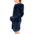 thumbnail image 4 of Abomasnow Womens Fuzzy Robe Mid Length Bathrobe Belted Soft Bath Robes Plush Kimono Robe with Pockets Fall Winter Spa Robes, 4 of 7