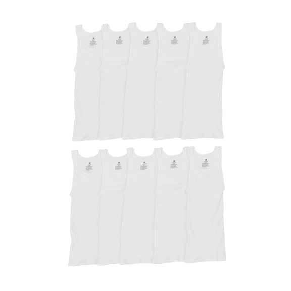 Hanes Men's Super Value Pack White Tank Undershirts, 10 Pack