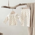 thumbnail image 3 of Traje de pijama para bebé de 0 a 2 años, ropa de dormir con cuello con volantes de encaje, conjunto de 2 uds., ropa para el hogar Floral dulce para niño pequeño, primavera y otoño, 3 of 6