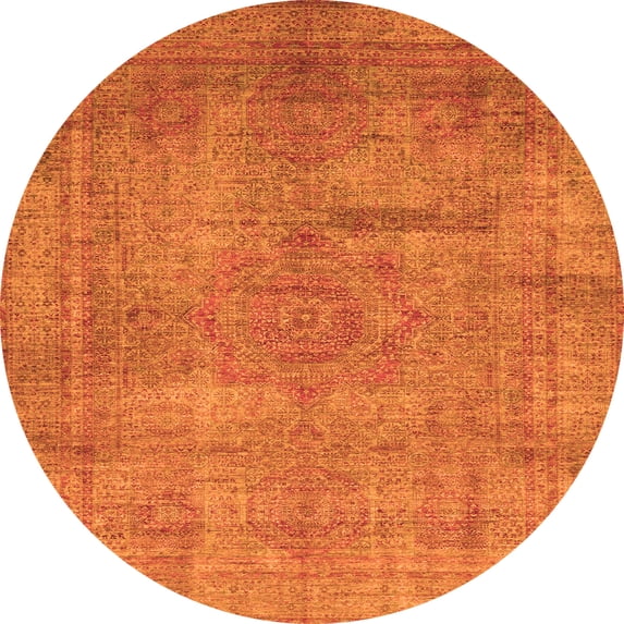 Ahgly Company Indoor Round Abstract Orange Modern Area Rugs, 6' Round