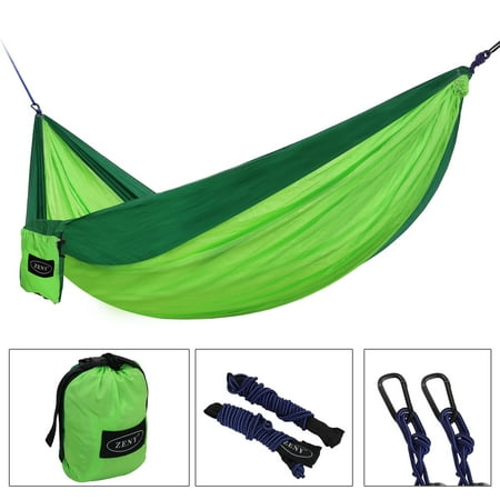Zeny Double Hanging Hammock Two person Nylon Camping Hammock Portable Travel Sleep Swing With Storage (Best Sleeping Bag For Hammock)