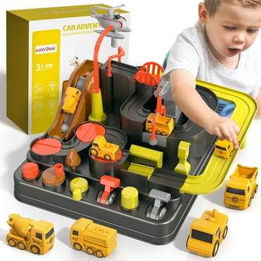 KukuFun Construction Car Rescue Adventure Toys for Kids Ages 3-6, Race Car Tracks  for 3 4 5 6 Years Old Toddlers Boys Girls