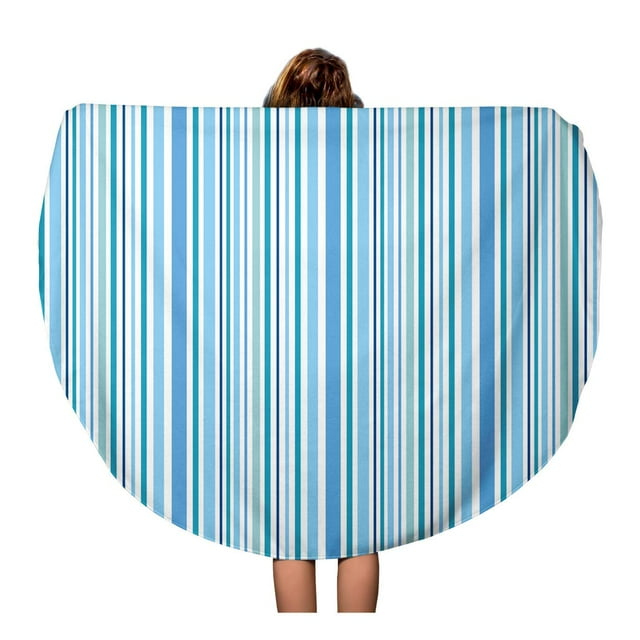 JSDART 60 inch Round Beach Towel Blanket Colorful Stripes Pattern Stripe Pink and Blue Colors Abstract Purple Artistic Line Travel Circle Circular Towels Mat Tapestry Beach Throw