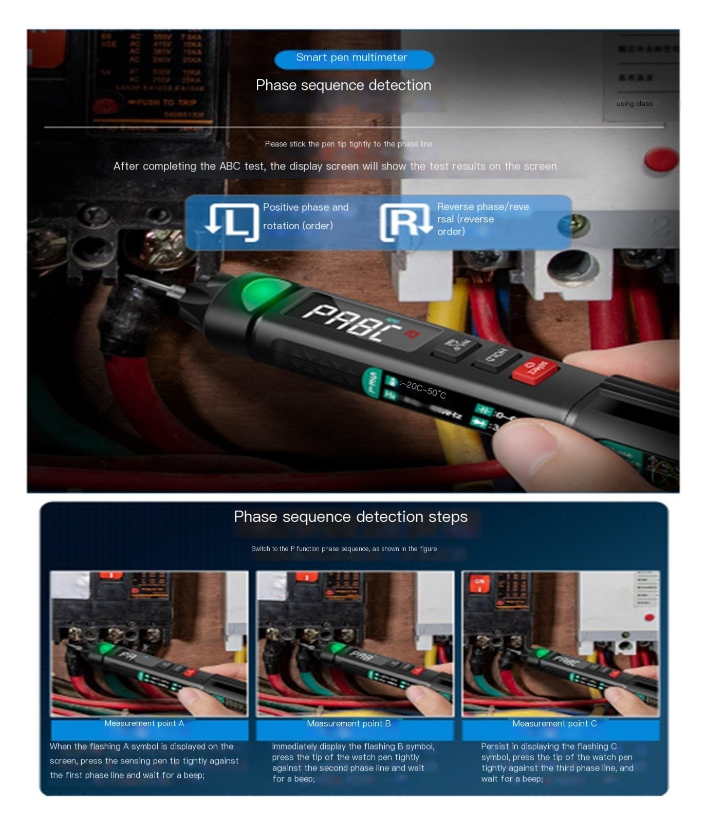 A3008 highconfiguration Multifunctional Pen Multimeter High Precision Digital Universal Meter Intelligent Phase Sequence Measurement Multimeter Anti-Burn