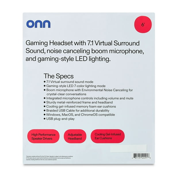 ke-non　ケノン　Ver.7.1 onn PC Virtual 7.1 Surround Sound Gaming Headset - 6ft Length
