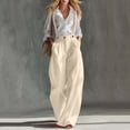 thumbnail image 2 of Ruimatai Women's Casual Linen Overalls High Waist Wide Leg Trousers for Summer & Daily Wear, 2 of 6