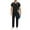 Black, variant on Black Scrub Set for Men, Cross V-Neck Scrub Top & Drawstring Cargo Scrub Pants, Stretchy Comfy Work Uniform M